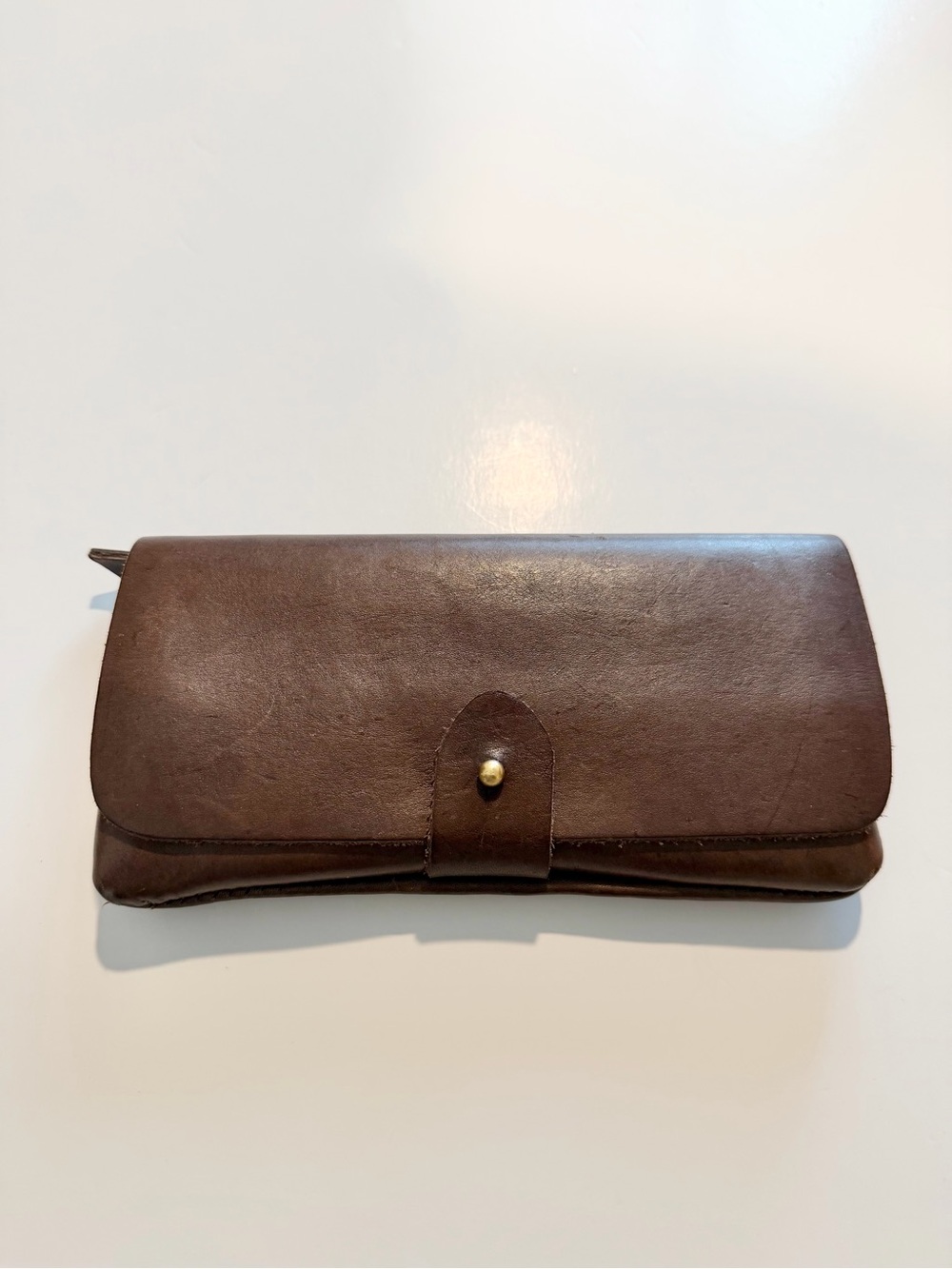 Meyelo Nubuck Leather Wallet Dark Brown Handmade Kenya Brass Closure